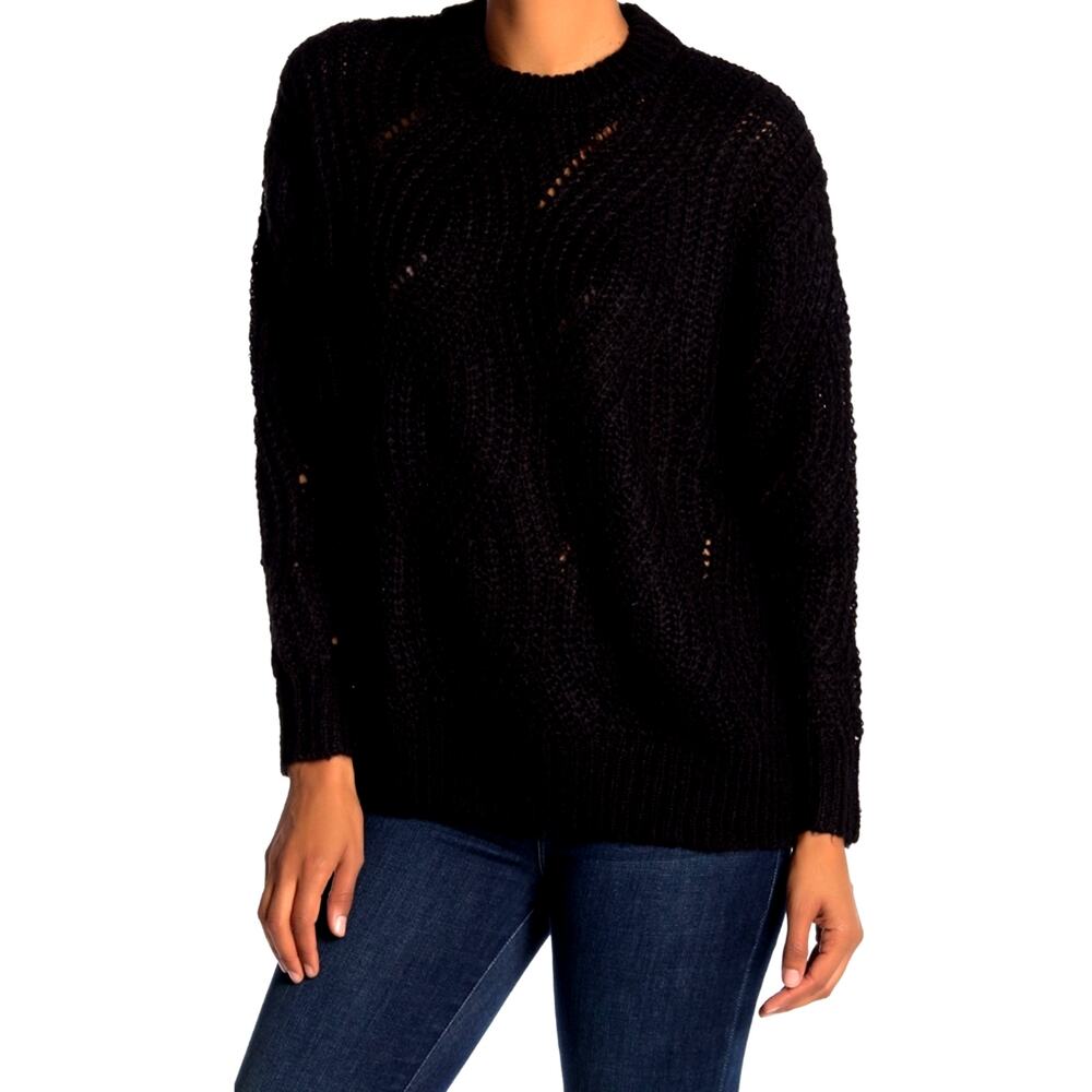 NWT RXB Nordstrom Black Chunky Knit Pullover Sweater Cozy Knit Sweater Size M
